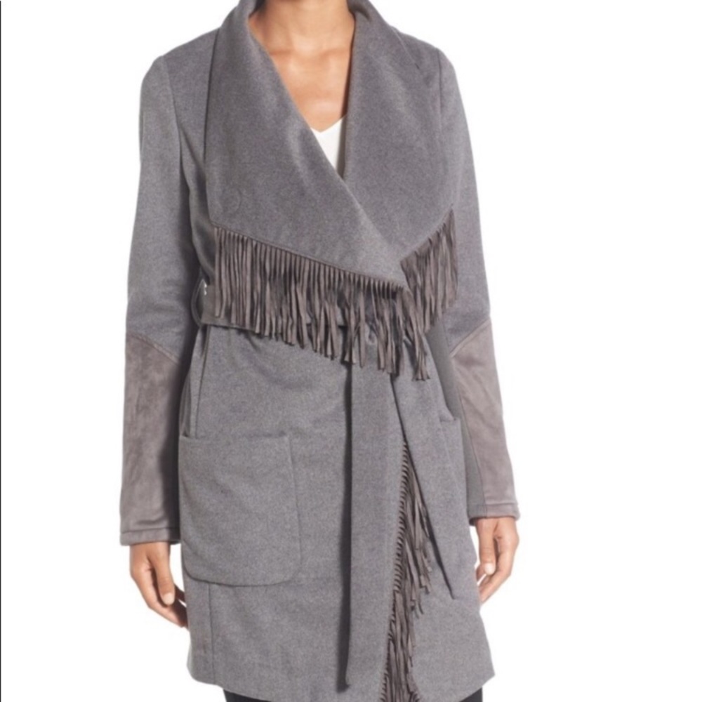 BCBG Fringe Wool Coat